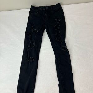 American Eagle Women’s Hi-Rise Distressed Black Jegging Size 000
